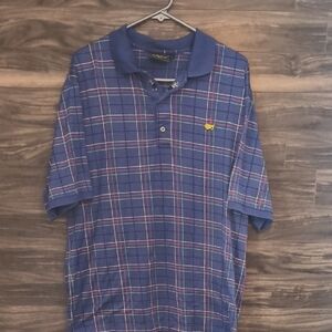 Vintage Bobby Jones The Masters Polo Shirt Large - Purple Grid Pattern - Golf